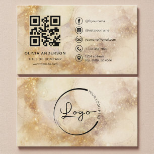 Watercolor Professional Business QR Code Card