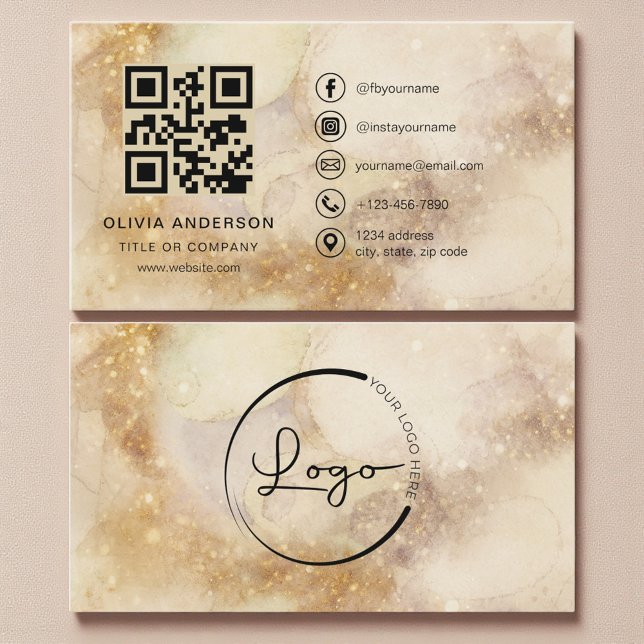 Watercolor Professional Business QR Code Card (Creator Uploaded)