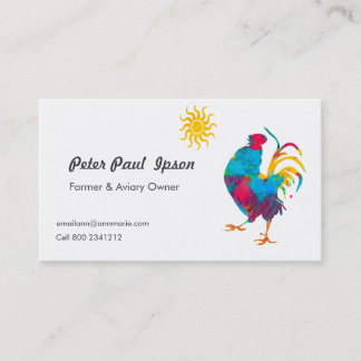 Watercolor Professional colourful Rooster Birds Business Card