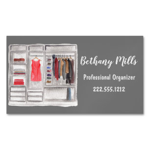 Watercolor Professional Home Organiser Magnetic Business Card