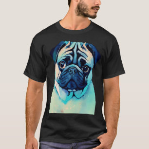 Watercolor profile of a cute pug dog. Digital artw T-Shirt