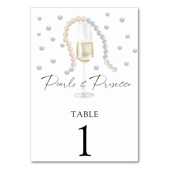 Watercolor Prosecco - wedding table number (Front)