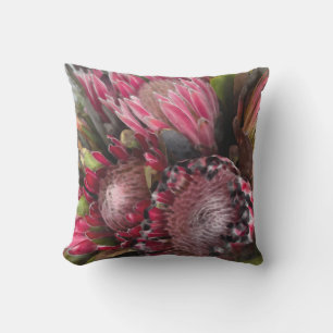 Watercolor Protea Bouquet Outdoor Pillow