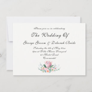 Watercolor Protea Bouquet Wedding Invitation