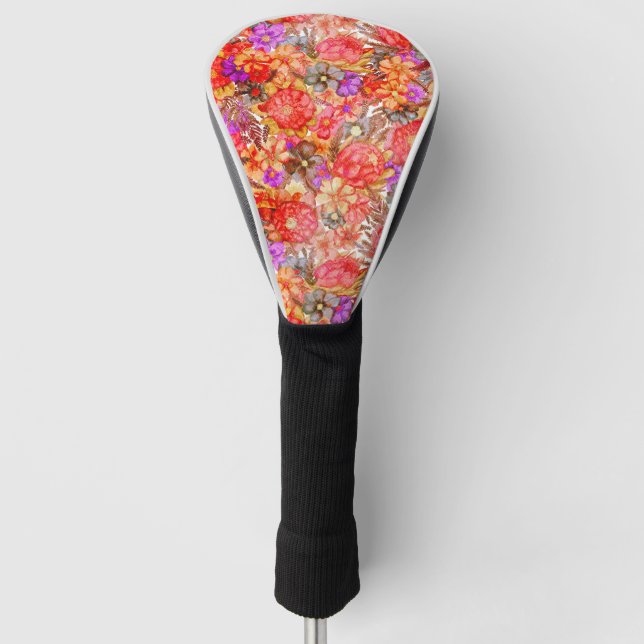 Watercolor Protea Pattern Golf Head Cover (Front)