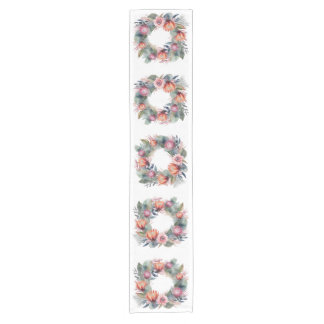 Watercolor Protea wreath Table runner