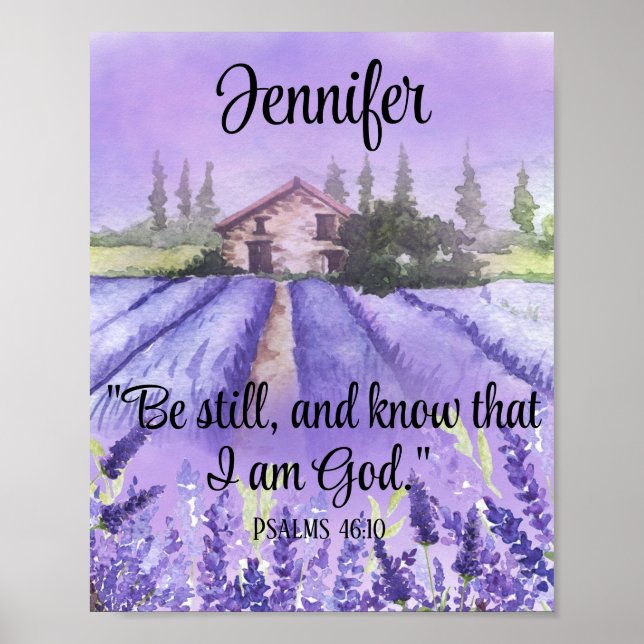 Watercolor Provence Lavender Field Scripture Faith Poster (Front)