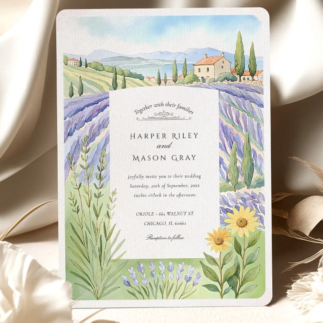 Watercolor Provence Lavender Fields Wedding Invitation (Creator Uploaded)
