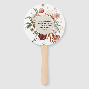 Watercolor Proverbs 31:25 Blush Pink Floral Hand Fan