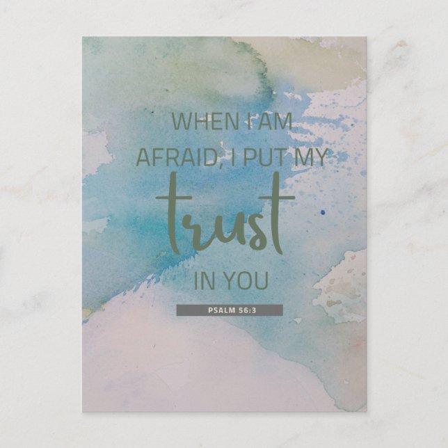 Watercolor Psalm 56:3 Postcard (Front)