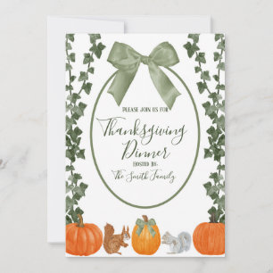 Watercolor Pumpkin and Squirrel Invitation