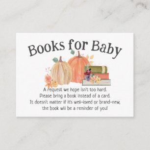 Watercolor Pumpkin Baby Shower Books For Baby Enclosure Card