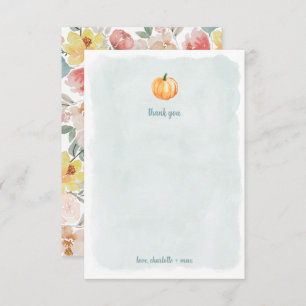Watercolor pumpkin baby shower thank you