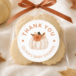 Watercolor Pumpkin Baby Shower Thank You Classic Round Sticker