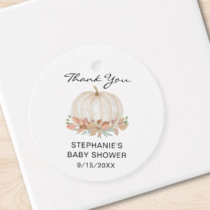 Watercolor Pumpkin Baby Shower Thank You Favour Tags