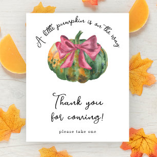 Watercolor pumpkin baby shower - Thank you  Poster