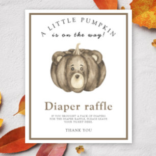 Watercolor pumpkin bear - diaper raffle poster