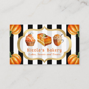 Watercolor Pumpkin Cakes and Pie Bakery Business Card