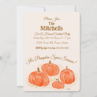 Watercolor Pumpkin Cocktail PERSONALIZE Invitation
