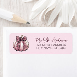 Watercolor Pumpkin Coquette Bow Return Address