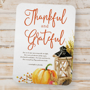 Watercolor Pumpkin Cornucopia Thanksgiving Poem Magnet