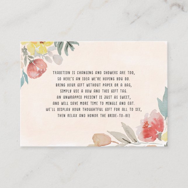 Watercolor Pumpkin display bridal shower Enclosure Card (Front)