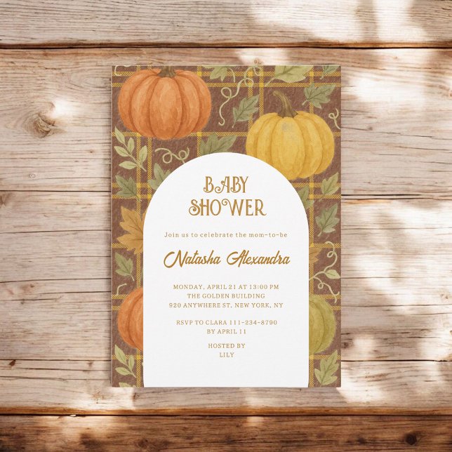 Watercolor Pumpkin Fall Autumn Floral Baby Shower  Invitation (Creator Uploaded)