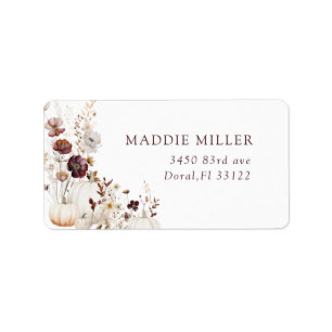 Watercolor  Pumpkin Fall Autumn Return Address Label