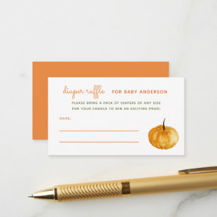 Watercolor Pumpkin Fall Baby Shower Diaper Raffle Enclosure Card