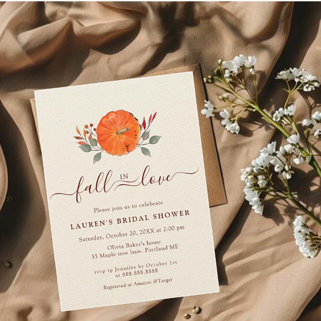 Watercolor Pumpkin Fall Bridal Shower Invitation (Creator Uploaded)