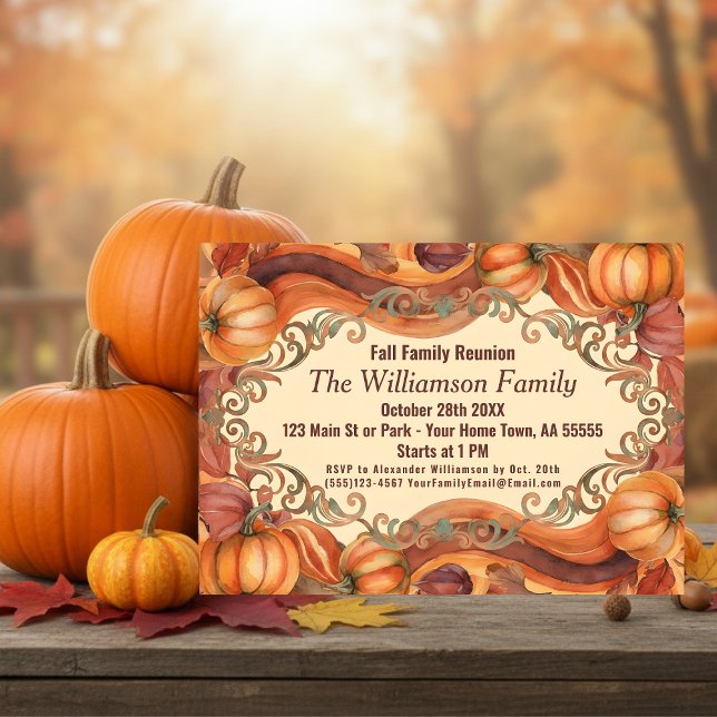 Watercolor Pumpkin Fall Family Reunion Card (Creator Uploaded)