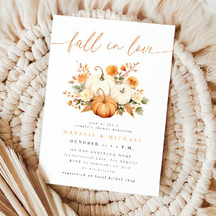 Watercolor Pumpkin Fall in Love Couple's Shower Invitation