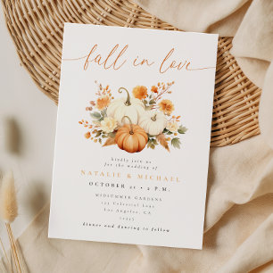Watercolor Pumpkin Fall in Love Wedding Invitation
