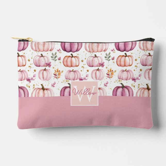 Watercolor Pumpkin Fall Pattern  Accessory Pouch (Front)