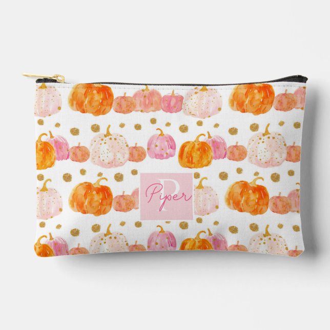 Watercolor Pumpkin Fall Pattern  Accessory Pouch (Front)