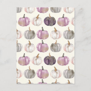 watercolor pumpkin fall pattern  postcard