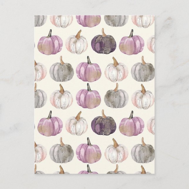 watercolor pumpkin fall pattern  postcard (Front)