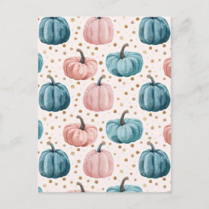 watercolor pumpkin fall pattern  postcard