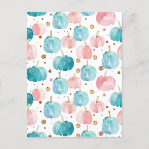 watercolor pumpkin fall pattern  postcard
