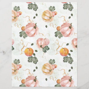 watercolor pumpkin fall pattern scrapbook paper