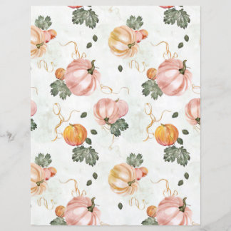 watercolor pumpkin fall pattern scrapbook paper