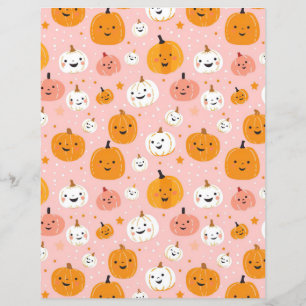 watercolor pumpkin fall pattern scrapbook paper