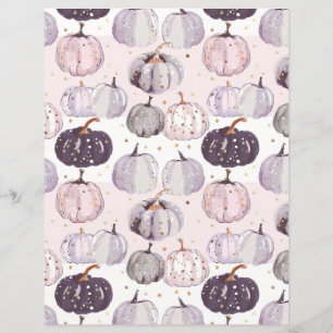 watercolor pumpkin fall pattern scrapbook paper