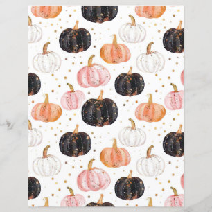 watercolor pumpkin fall pattern scrapbook paper