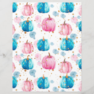 watercolor pumpkin fall pattern scrapbook paper