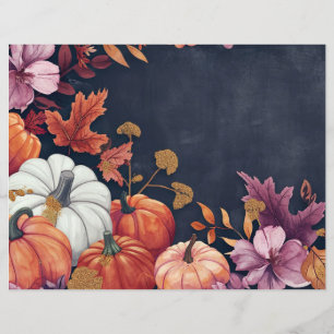 watercolor pumpkin fall pattern scrapbook paper