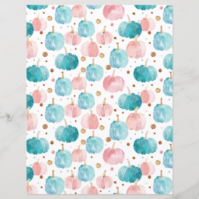 watercolor pumpkin fall pattern scrapbook paper (Front)