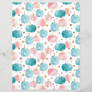 watercolor pumpkin fall pattern scrapbook paper