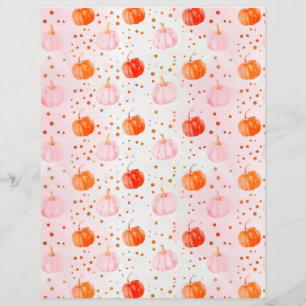 watercolor pumpkin fall pattern scrapbook paper