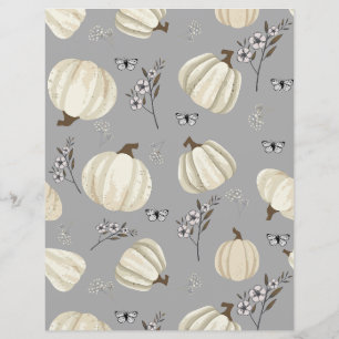 watercolor pumpkin fall pattern scrapbook paper
